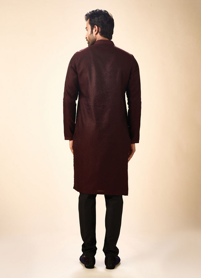Manyavar Men Elegant Wine Kurta Pajama Ensemble