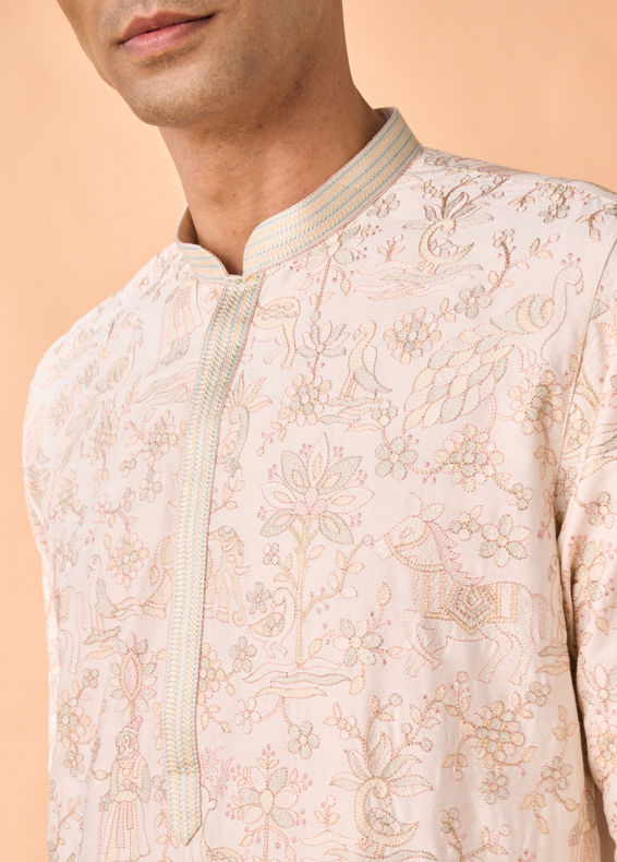Manyavar Men Cream Delight Kurta Pajama
