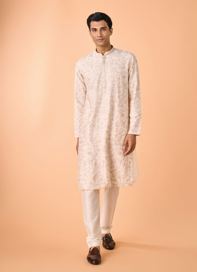 Manyavar Men Cream Delight Kurta Pajama