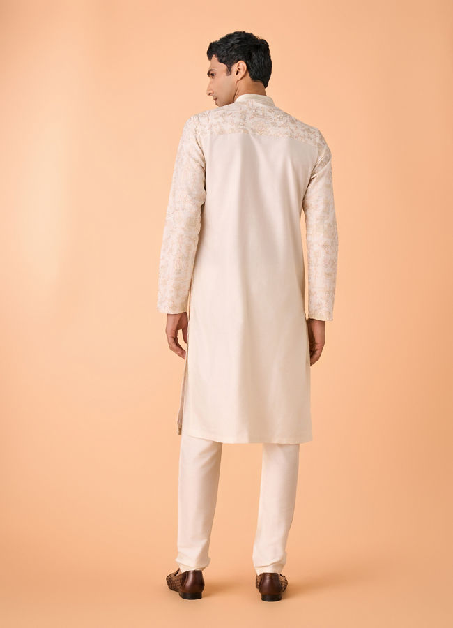 Manyavar Men Cream Delight Kurta Pajama