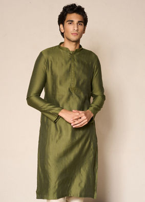 Manyavar Men Olive Green Charm Kurta Pajama