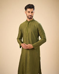 Manyavar Men Olive Green Charm Kurta Pajama
