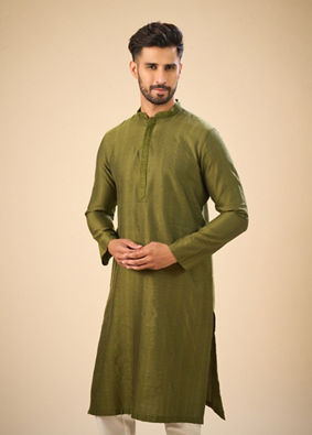 Manyavar Men Olive Green Charm Kurta Pajama