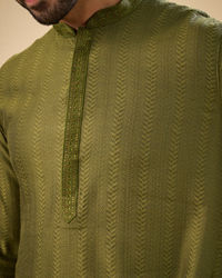 Manyavar Men Olive Green Charm Kurta Pajama