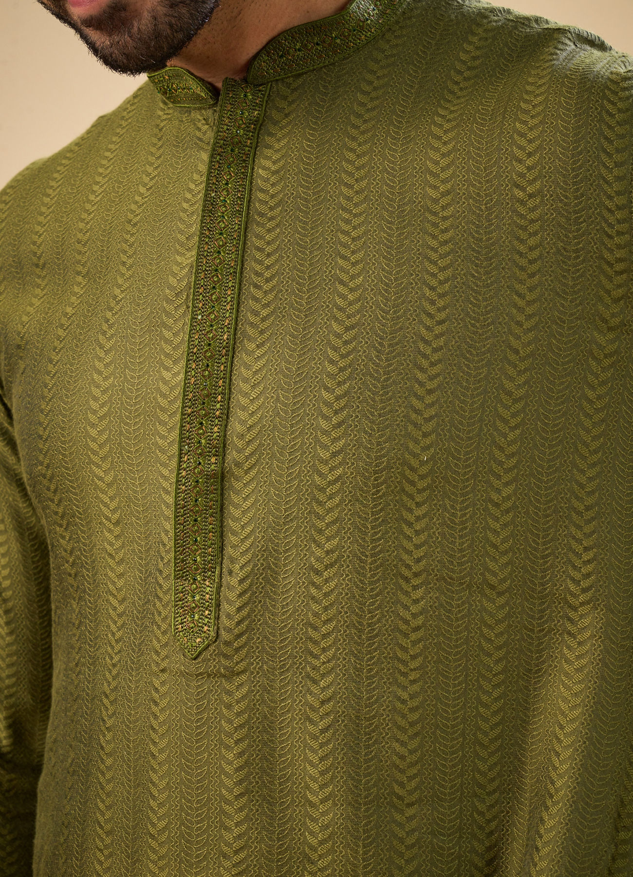 Manyavar Men Olive Green Charm Kurta Pajama