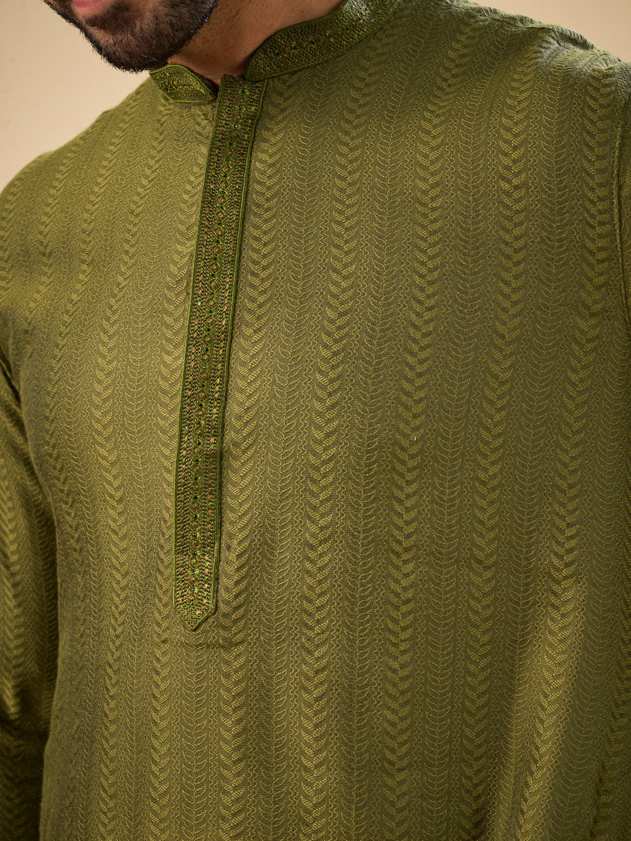 Manyavar Men Olive Green Charm Kurta Pajama