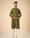 Manyavar Men Olive Green Charm Kurta Pajama