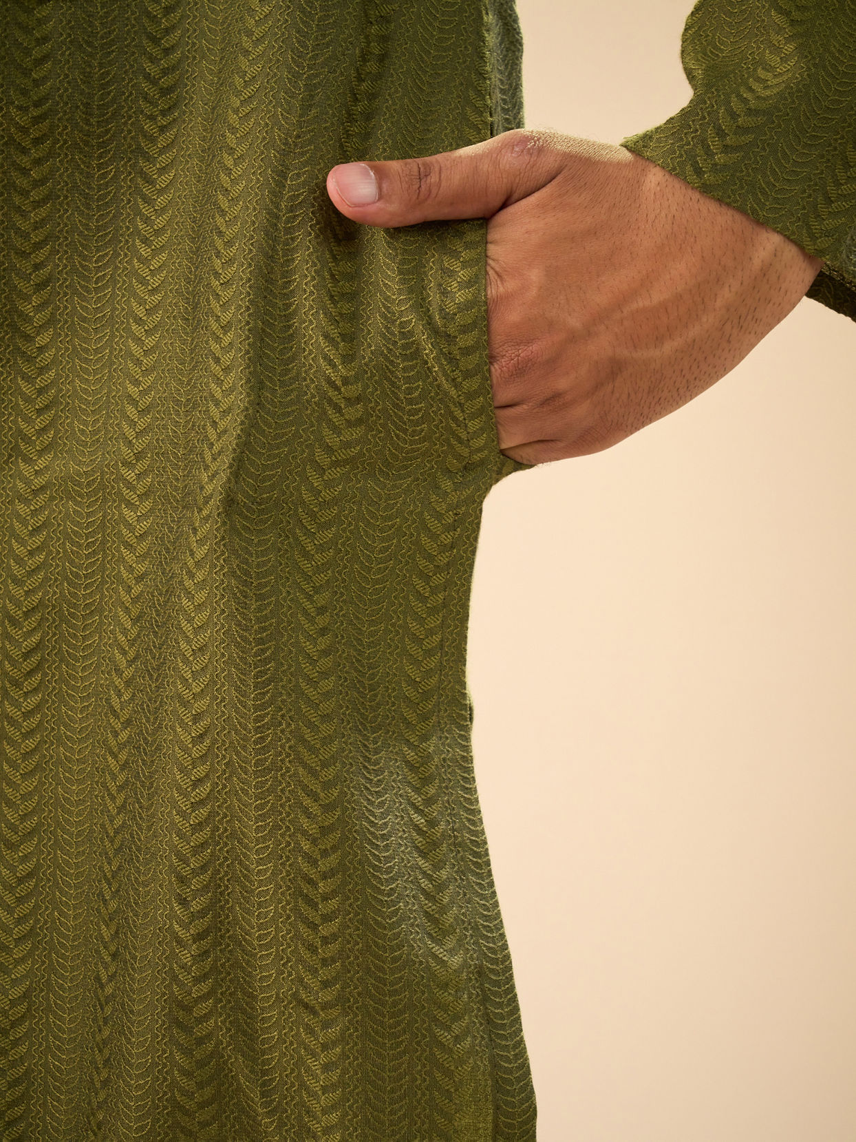 Manyavar Men Olive Green Charm Kurta Pajama