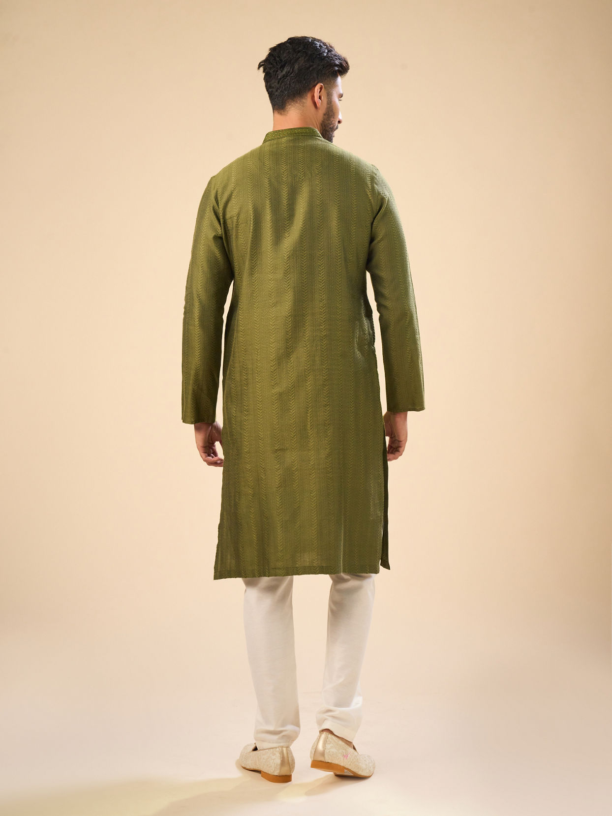 Manyavar Men Olive Green Charm Kurta Pajama