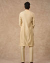 Manyavar Men Beige Blended Viscose Kurta Pajama with Textured Design