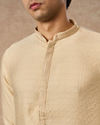 Manyavar Men Beige Blended Viscose Kurta Pajama with Textured Design