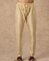 Manyavar Men Beige Blended Viscose Kurta Pajama with Textured Design