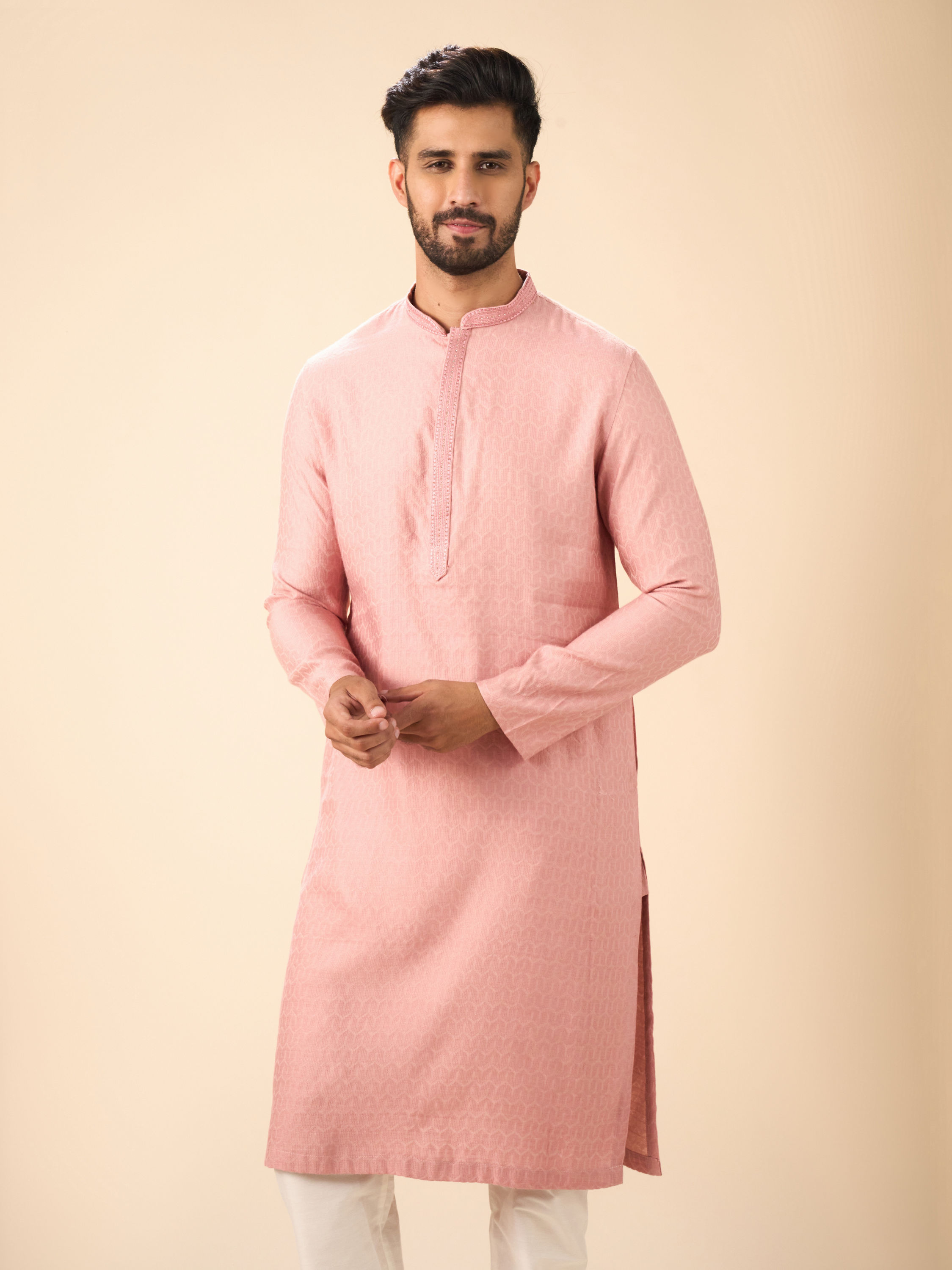 Manyavar Men Pink Elegance Kurta Pajama