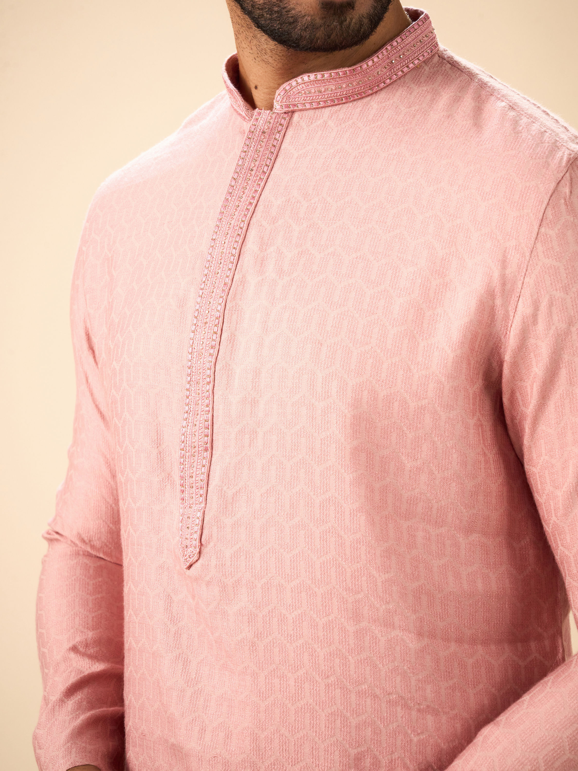 Manyavar Men Pink Elegance Kurta Pajama