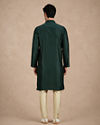 Manyavar Men Dark Green Blended Viscose Kurta Pajama with Basic Design