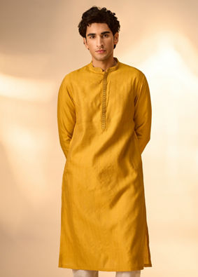 Manyavar Men Sunset Glow Yellow Kurta Pajama