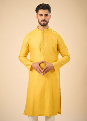 Manyavar Men Sunset Glow Yellow Kurta Pajama