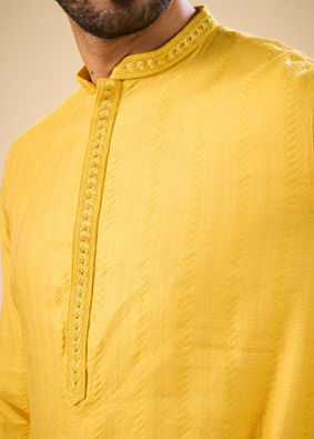 Manyavar Men Sunset Glow Yellow Kurta Pajama