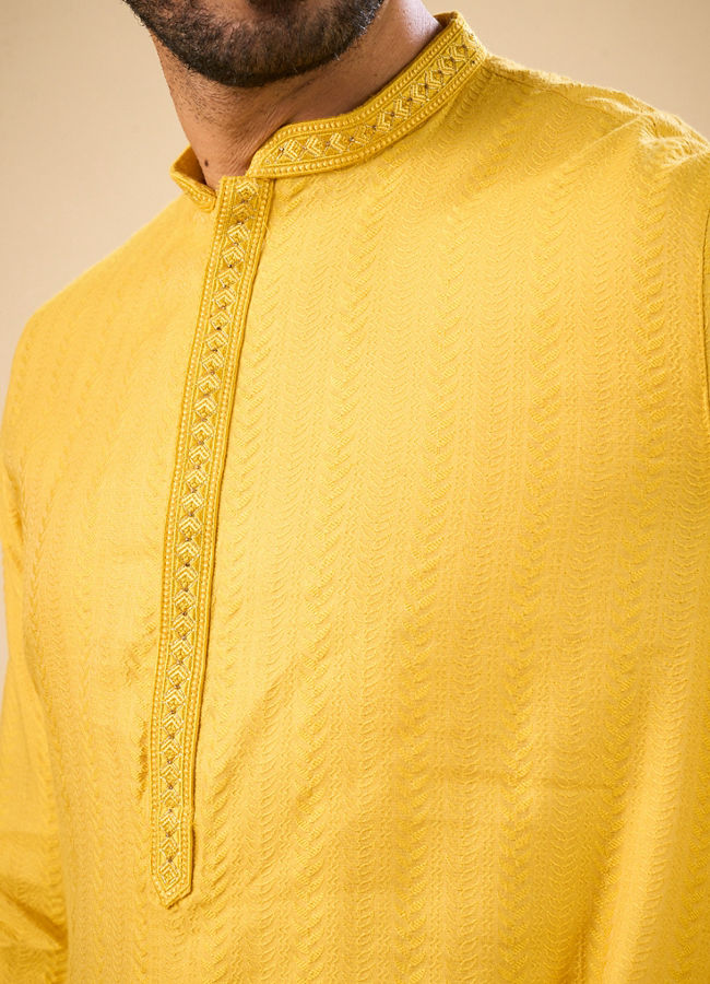 Manyavar Men Sunset Glow Yellow Kurta Pajama