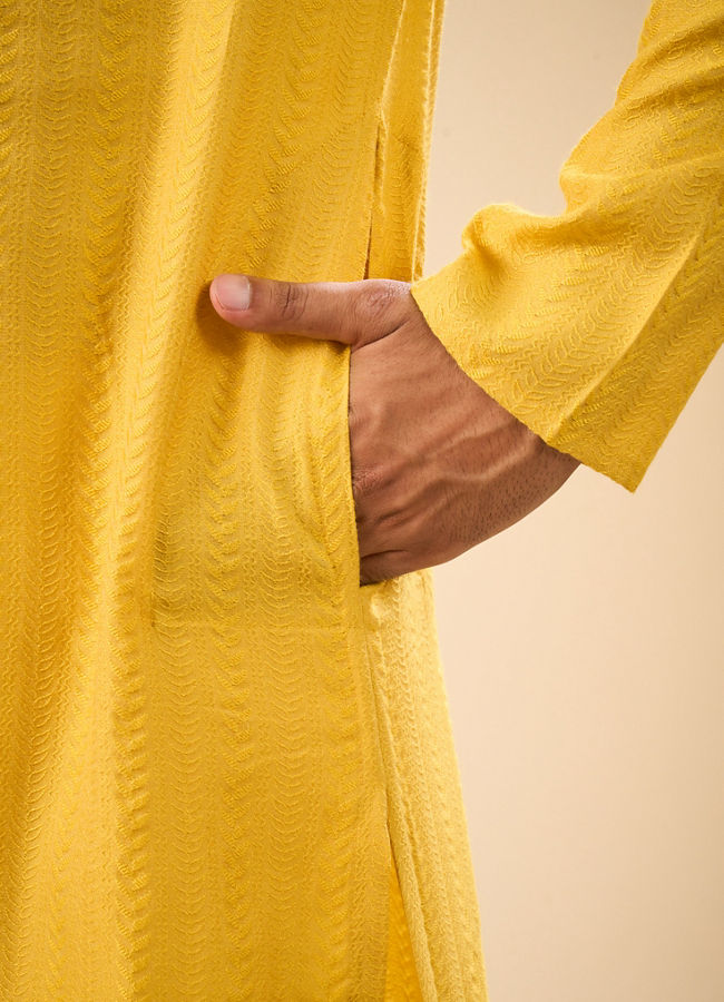 Manyavar Men Sunset Glow Yellow Kurta Pajama