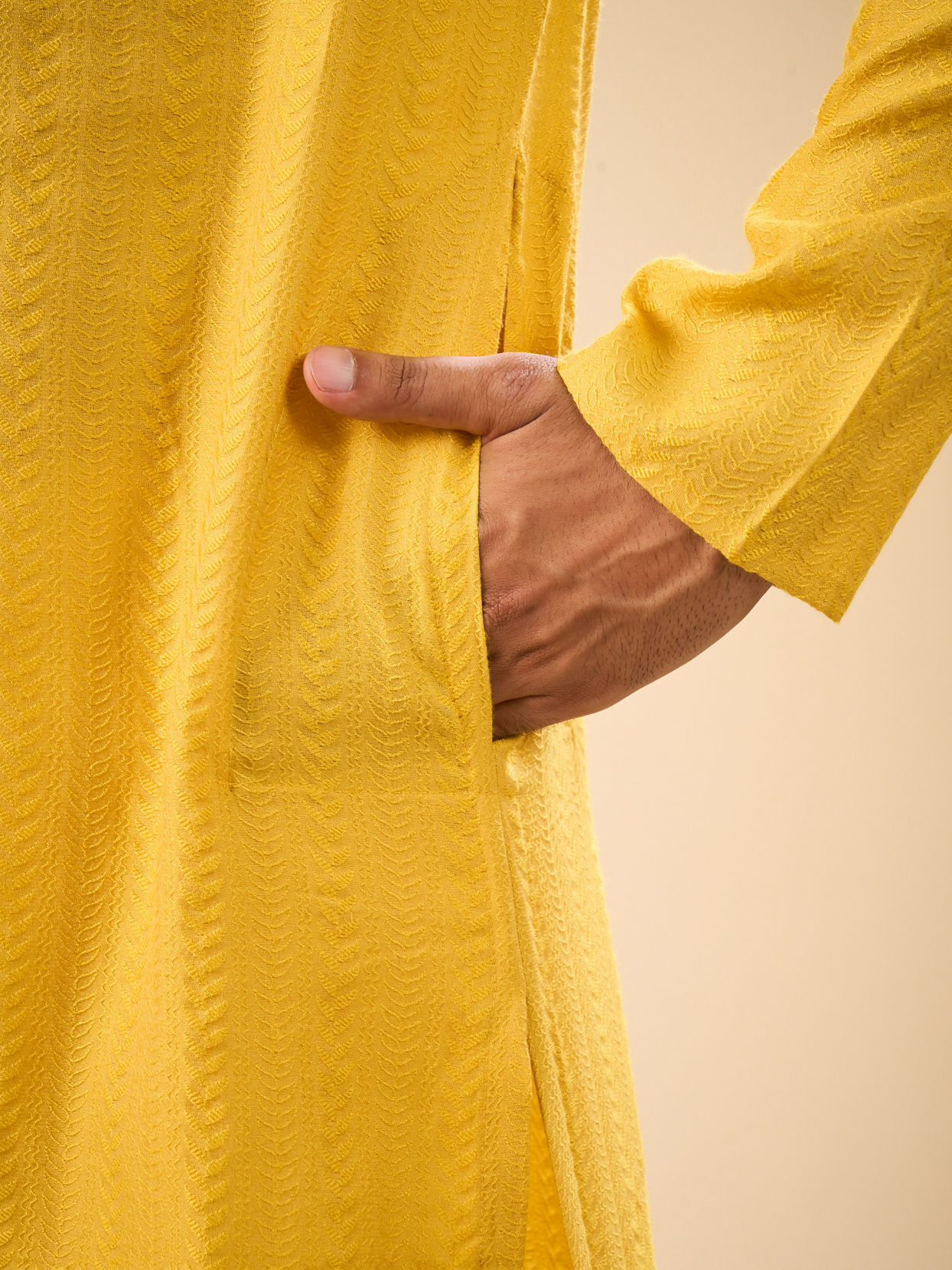 Manyavar Men Sunset Glow Yellow Kurta Pajama