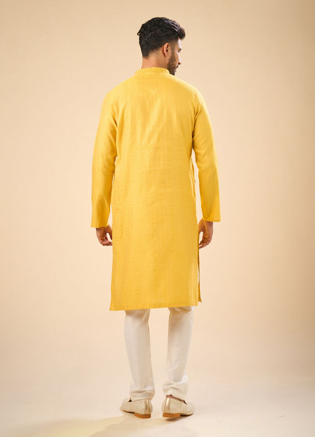 Manyavar Men Sunset Glow Yellow Kurta Pajama