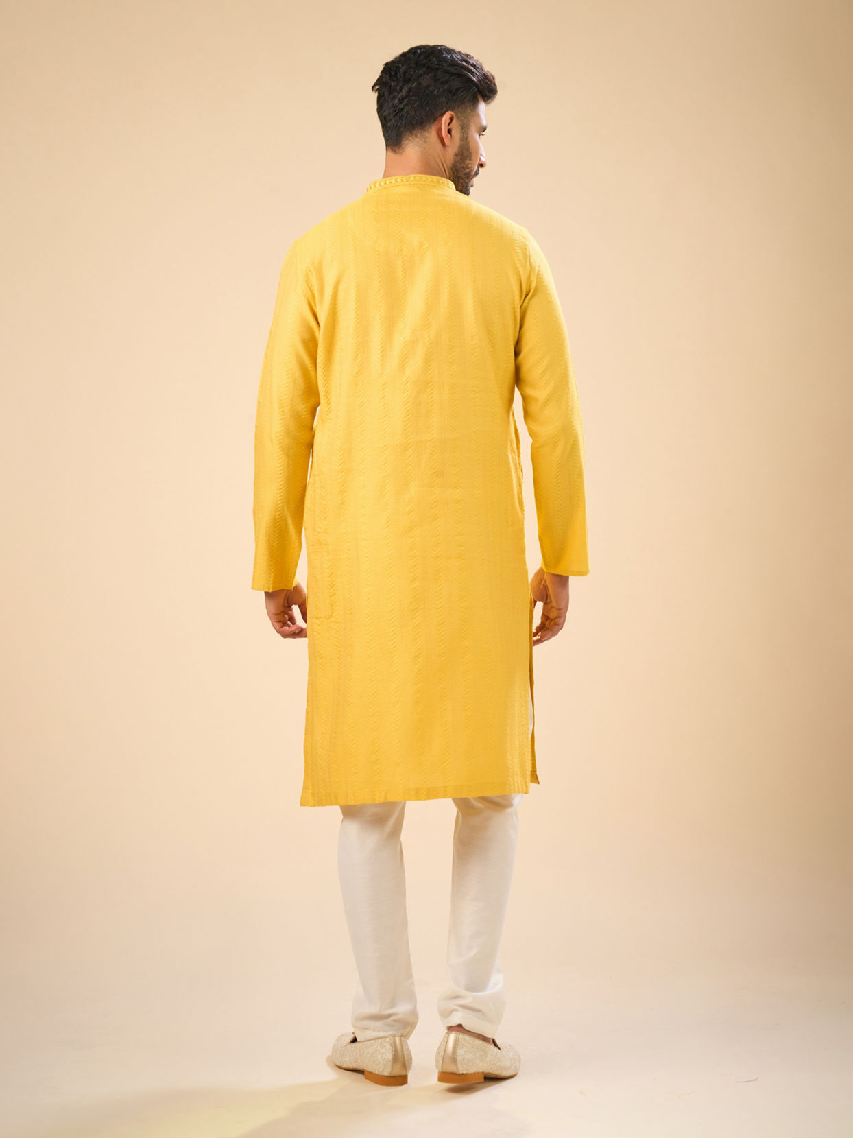 Manyavar Men Sunset Glow Yellow Kurta Pajama