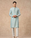Manyavar Men Light Blue Blended Viscose Kurta Pajama