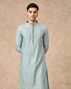 Manyavar Men Light Blue Blended Viscose Kurta Pajama