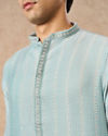 Manyavar Men Light Blue Blended Viscose Kurta Pajama