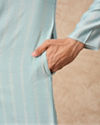 Manyavar Men Light Blue Blended Viscose Kurta Pajama