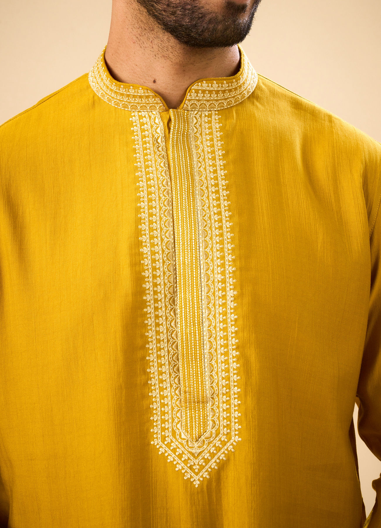 Manyavar Men Mustard Ensemble Kurta Pajama
