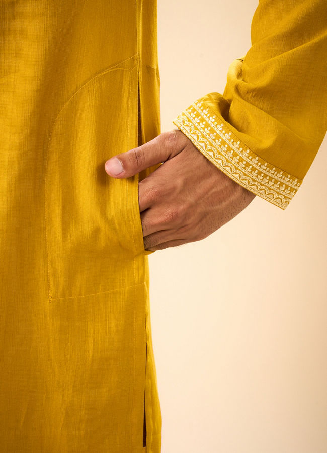 Manyavar Men Mustard Ensemble Kurta Pajama