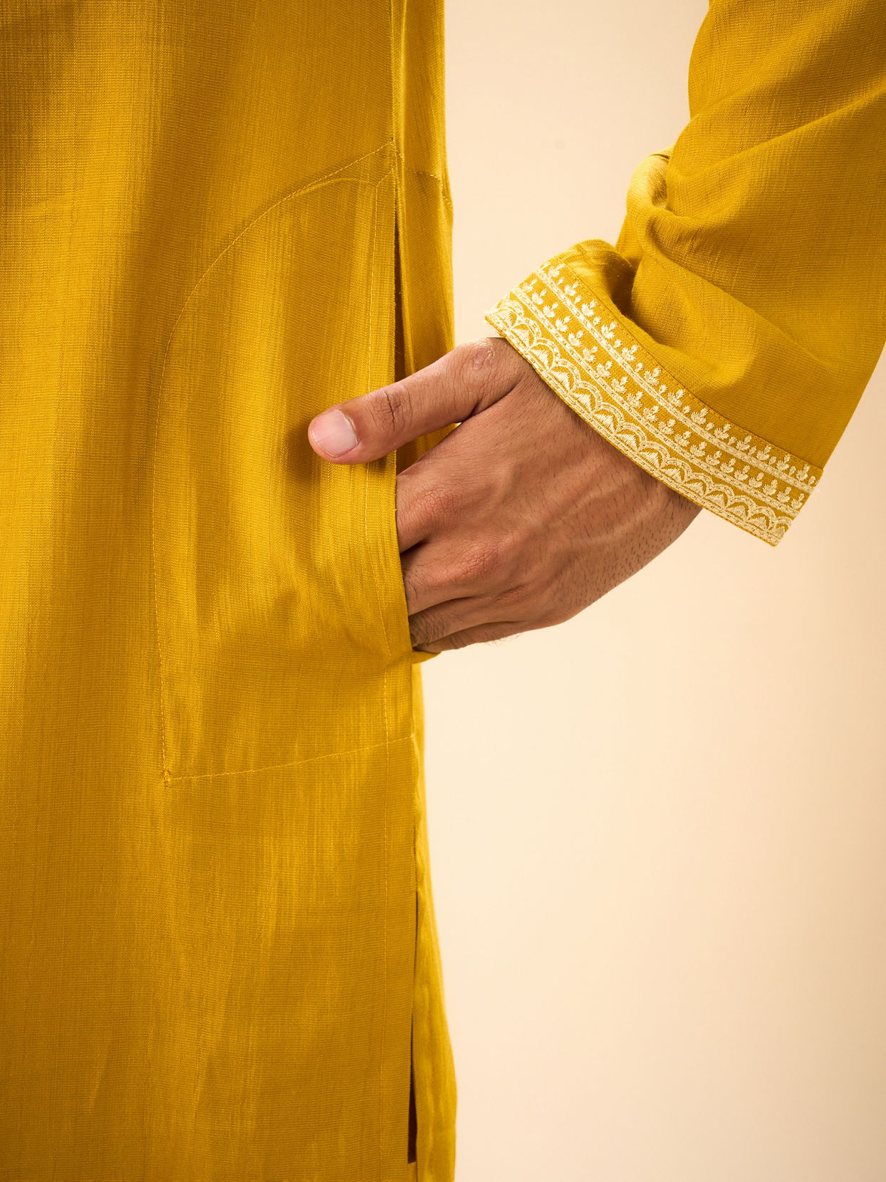 Manyavar Men Mustard Ensemble Kurta Pajama