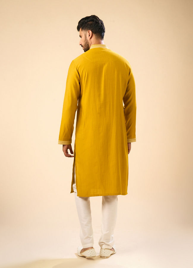 Manyavar Men Mustard Ensemble Kurta Pajama