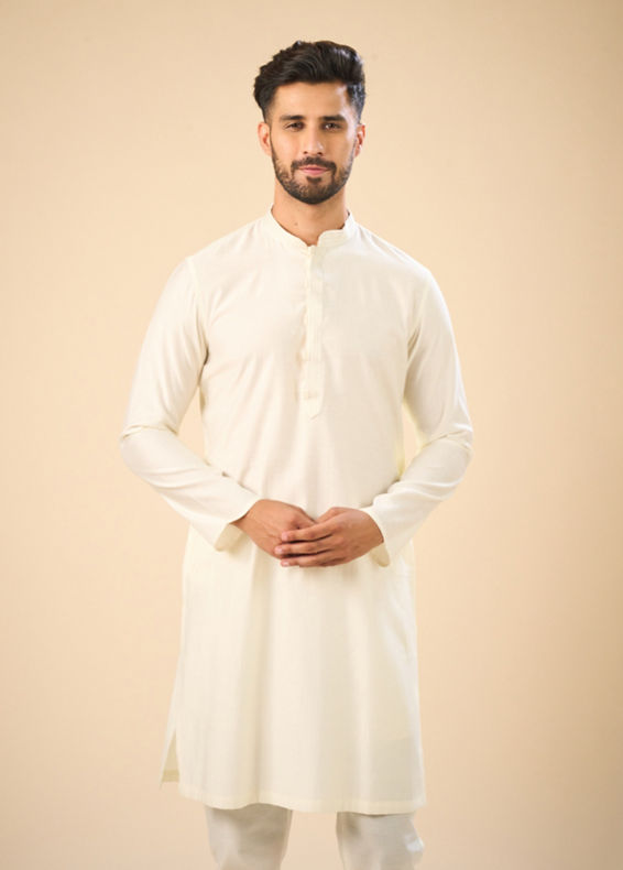 Manyavar Men Enthralling Cream Kurta Pajama