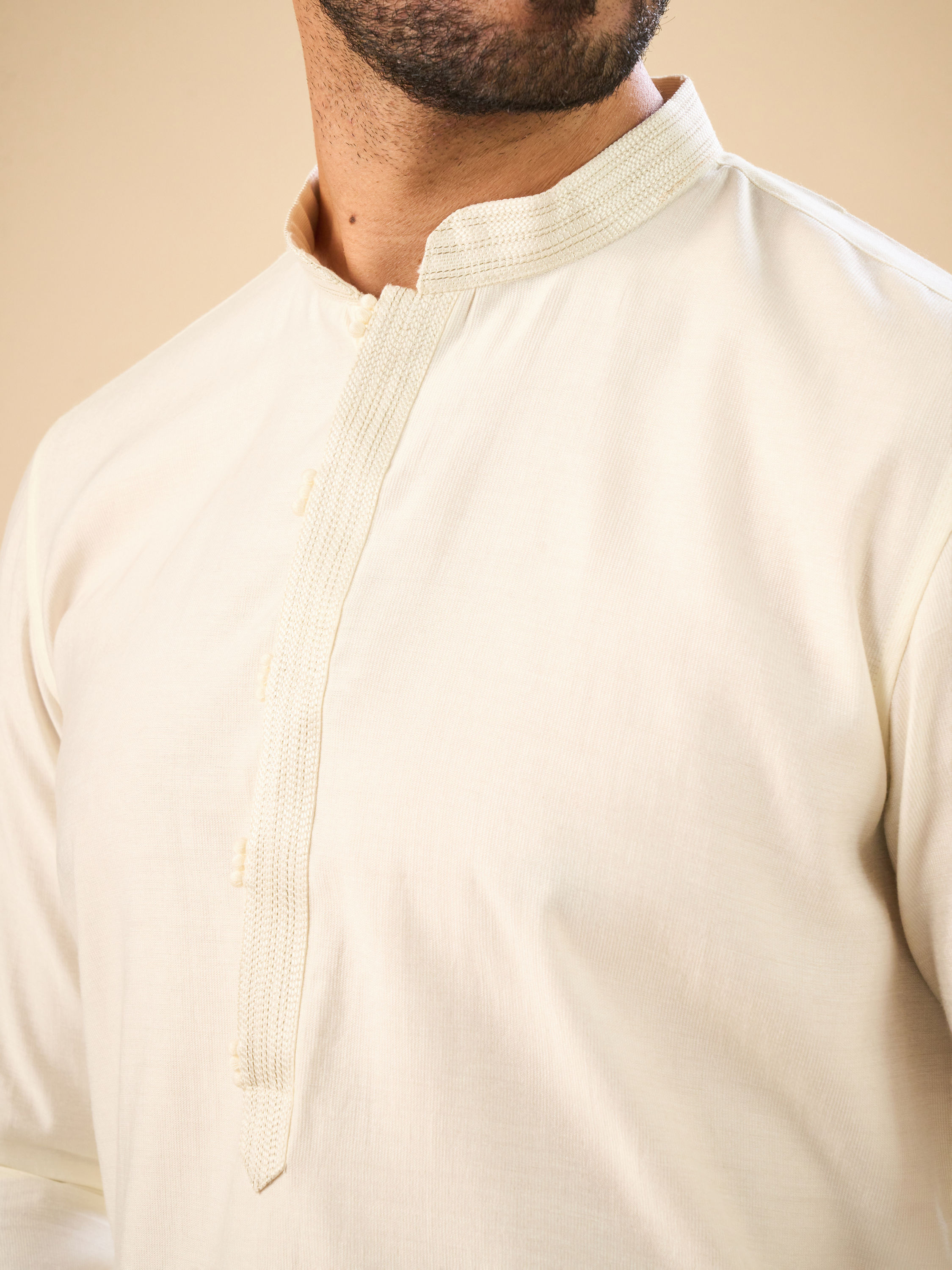 Manyavar Men Enthralling Cream Kurta Pajama