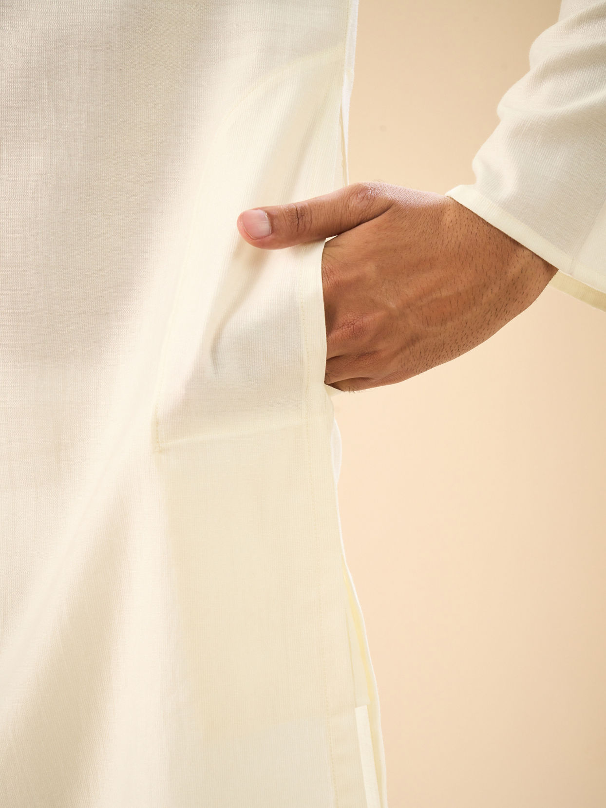 Manyavar Men Enthralling Cream Kurta Pajama