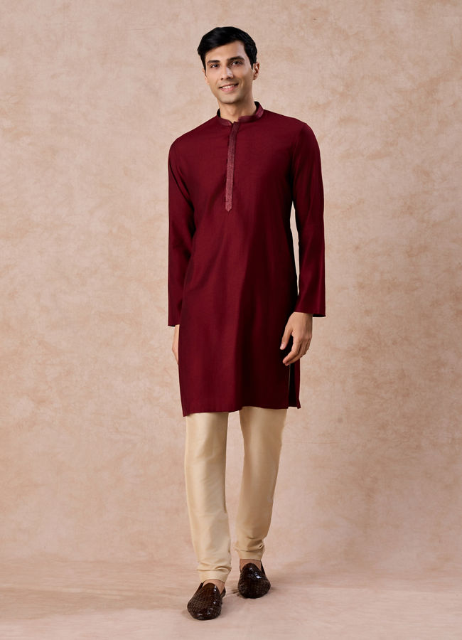 Manyavar Men Maroon Majesty Kurta Pajama
