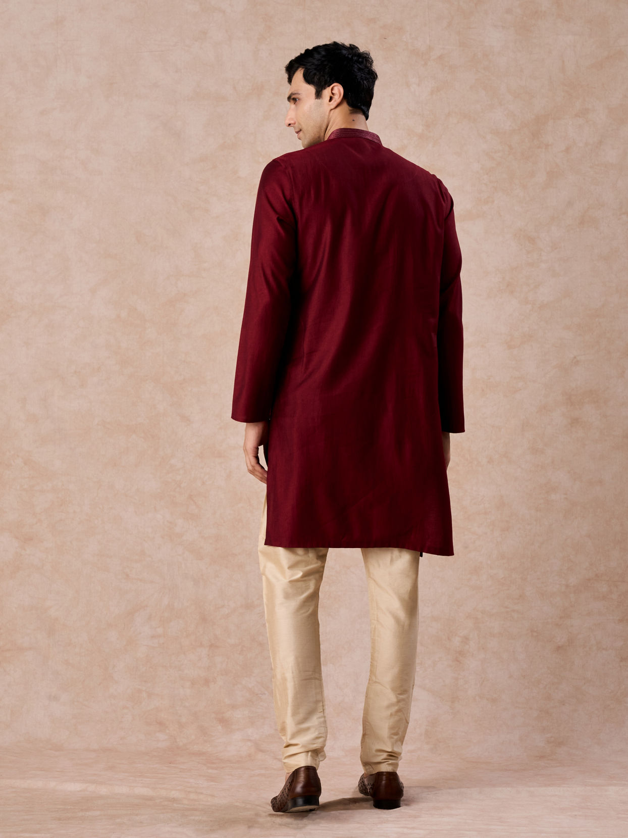 Manyavar Men Maroon Majesty Kurta Pajama