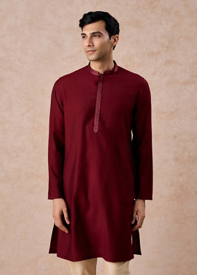 Manyavar Men Maroon Majesty Kurta Pajama