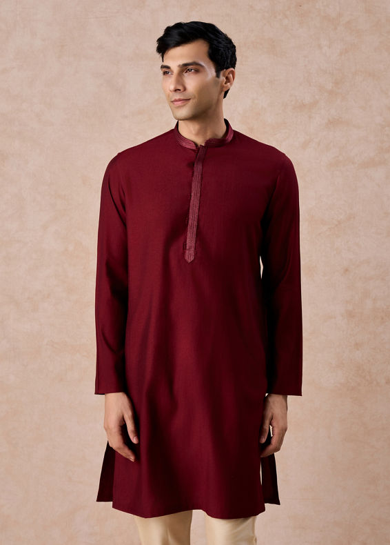 Manyavar Men Maroon Majesty Kurta Pajama