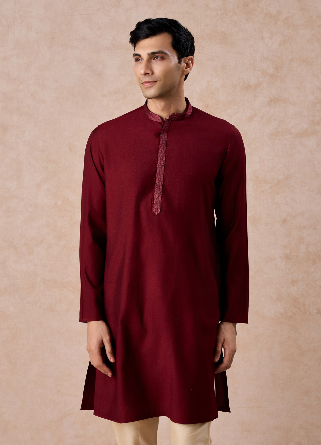 Manyavar Men Maroon Majesty Kurta Pajama