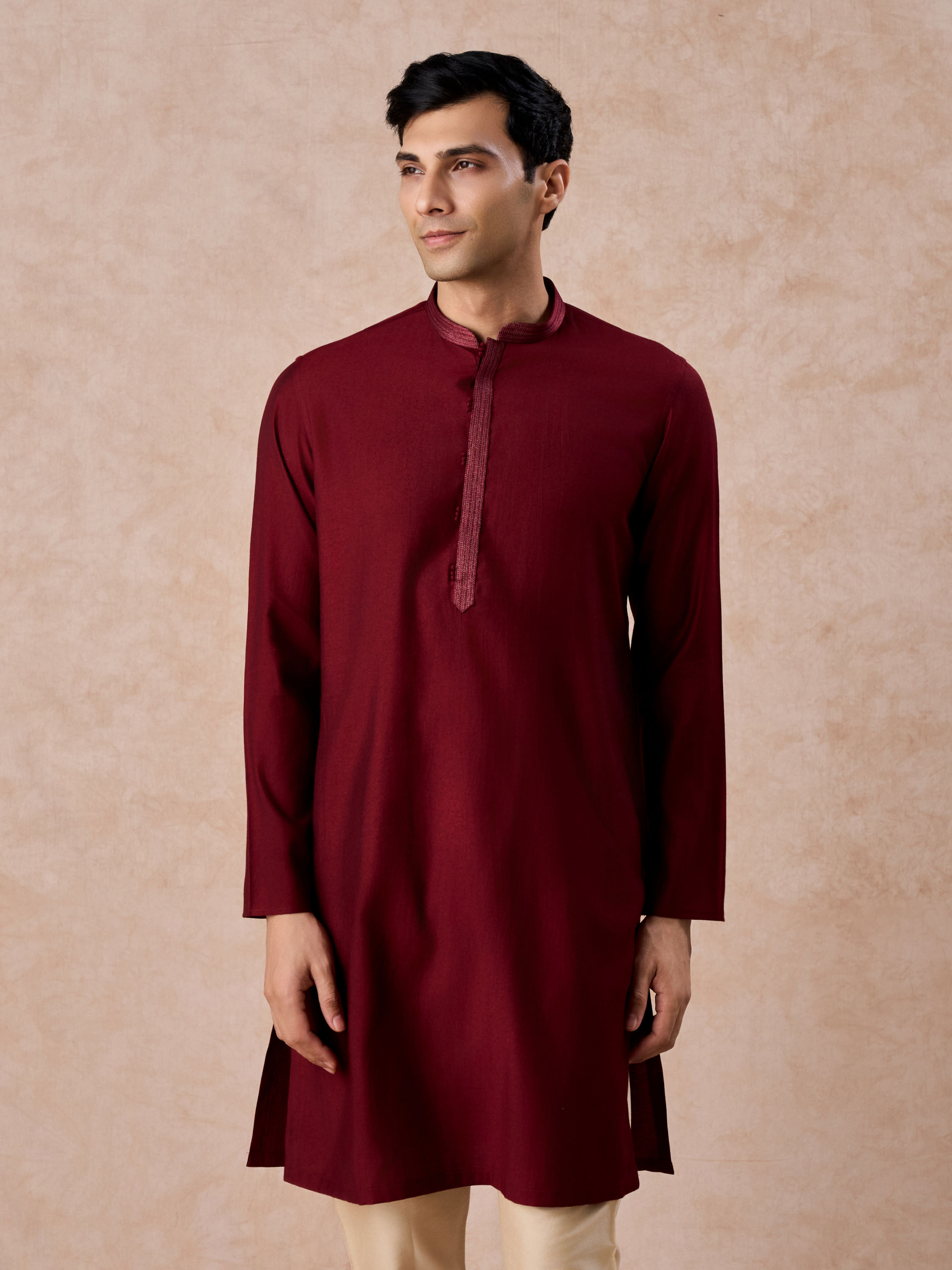 Manyavar Men Maroon Majesty Kurta Pajama
