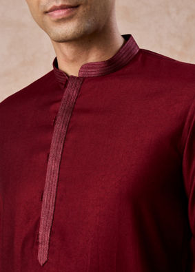 Manyavar Men Maroon Majesty Kurta Pajama