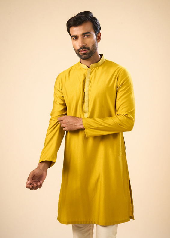 Manyavar Men Mustard Kurta Pajama