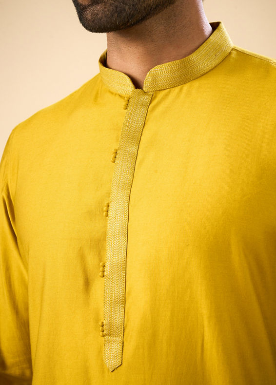 Manyavar Men Mustard Kurta Pajama
