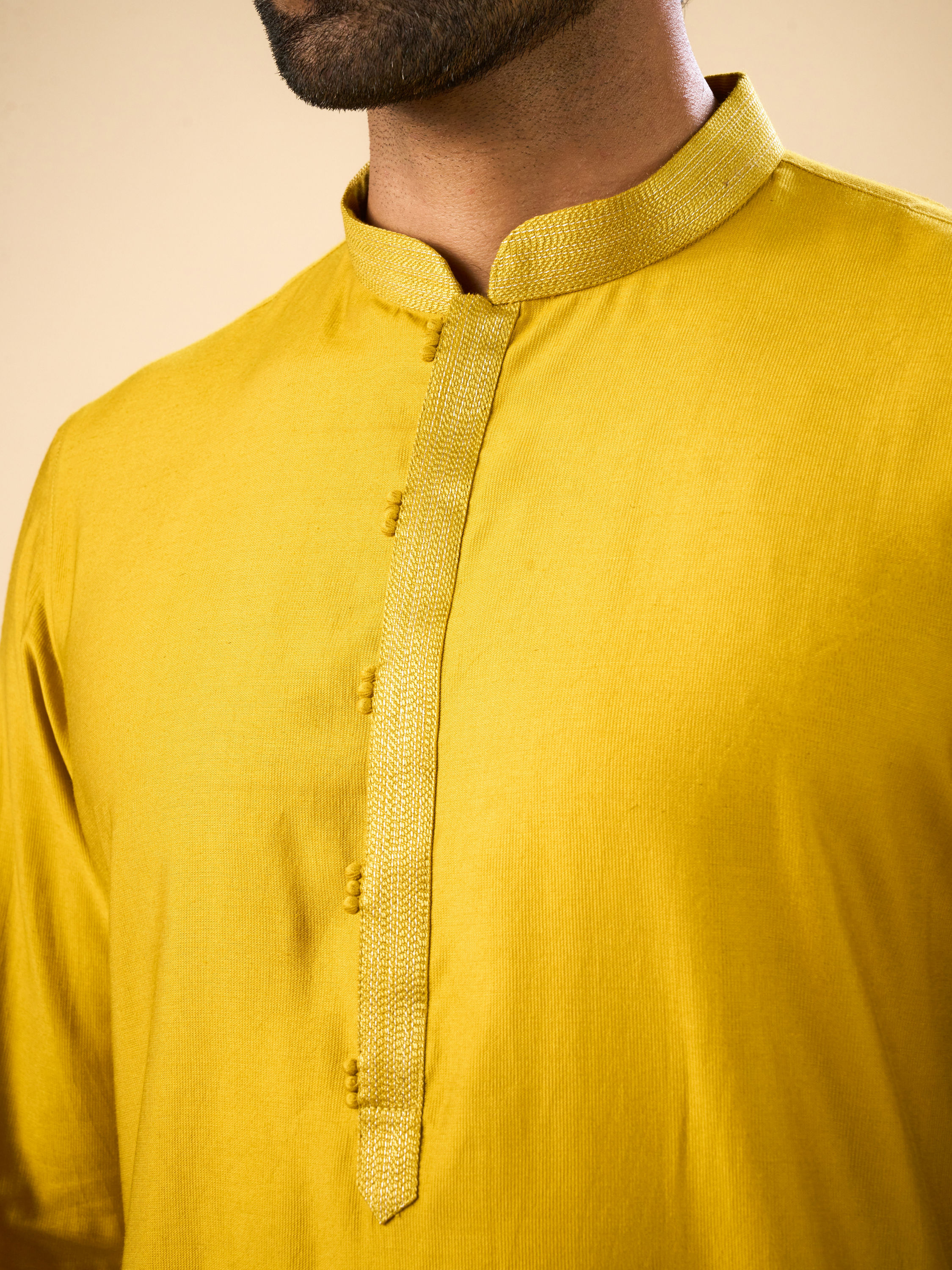 Manyavar Men Mustard Kurta Pajama