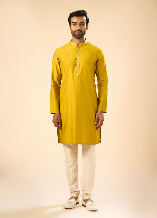 Manyavar Men Mustard Kurta Pajama