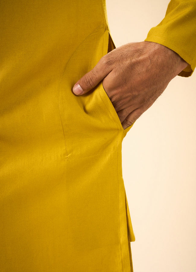 Manyavar Men Mustard Kurta Pajama
